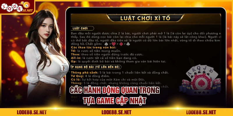 Các hành động quan trọng tựa game cập nhật