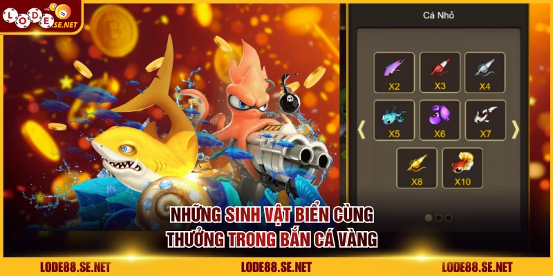 Những sinh vật biển cùng thưởng trong bắn cá vàng