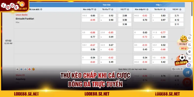 Thử kèo chấp khi cá cược bóng đá trực tuyến